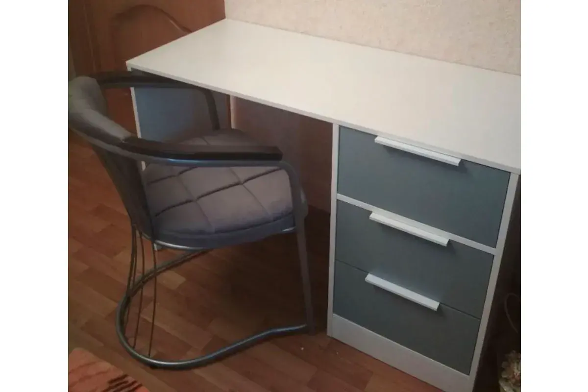 Стол письменный Марли Тип 1 (Белый/Серо-голубой) — Мебель-центр Озерцо