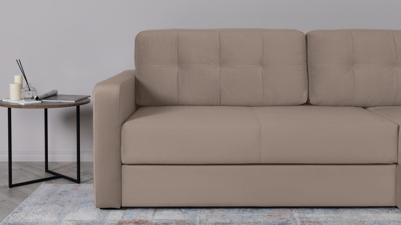 Диван -кровать угловой Loko Pro с широкими подлокотниками, с матрасом комбинированной жесткости, Тк. Sky Velvet 17 170x244 — купить в Озерце