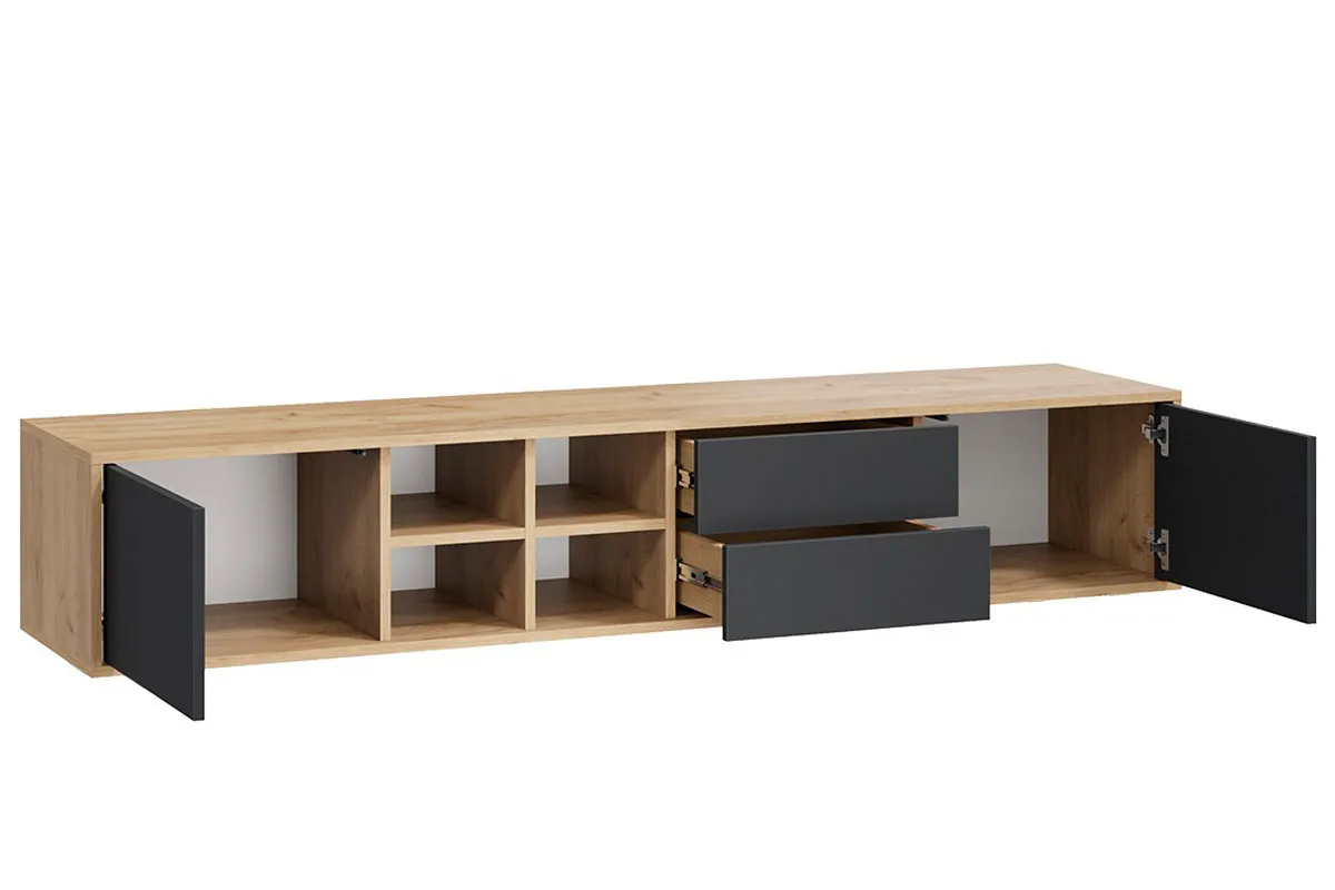 Тумба под ТВ тип 5 (Дуб крафт золотой/Антрацит) — Мебель-центр Озерцо