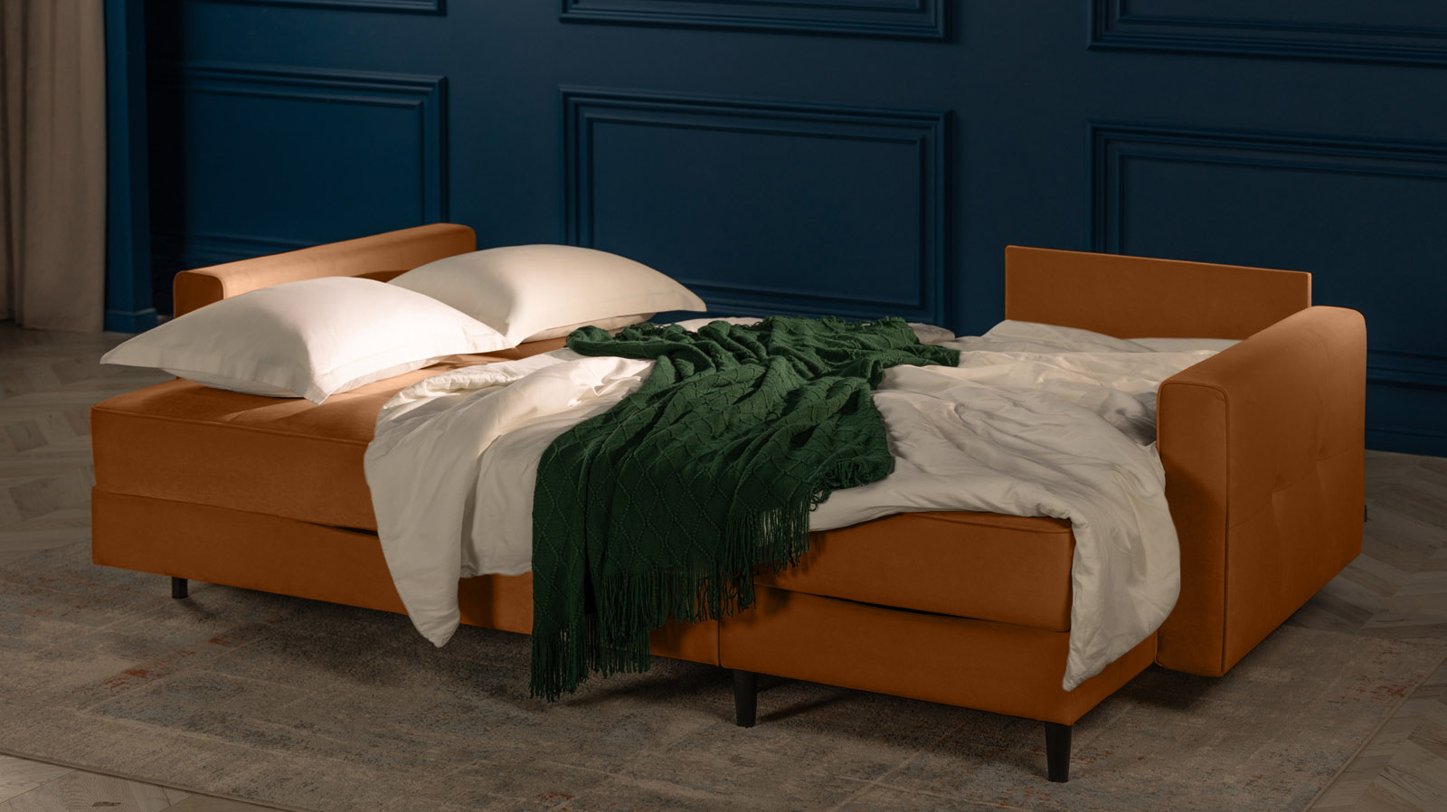 Диван Amani Pro угловой с широкими подлокотниками, ножки: пластик, Тк. Casanova Desert 156x237 — купить в Озерце