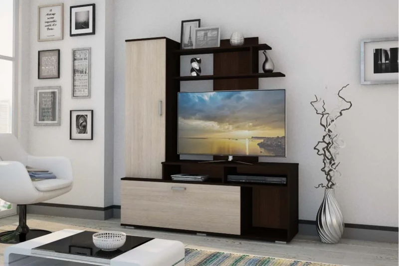 Гостиная Поло 5 (Дуб венге/Анкор белый) — Мебель-центр Озерцо