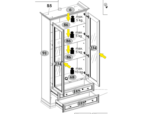 Тиффани Белый Шкаф с витриной 2V2S в мебель-центре Озерцо