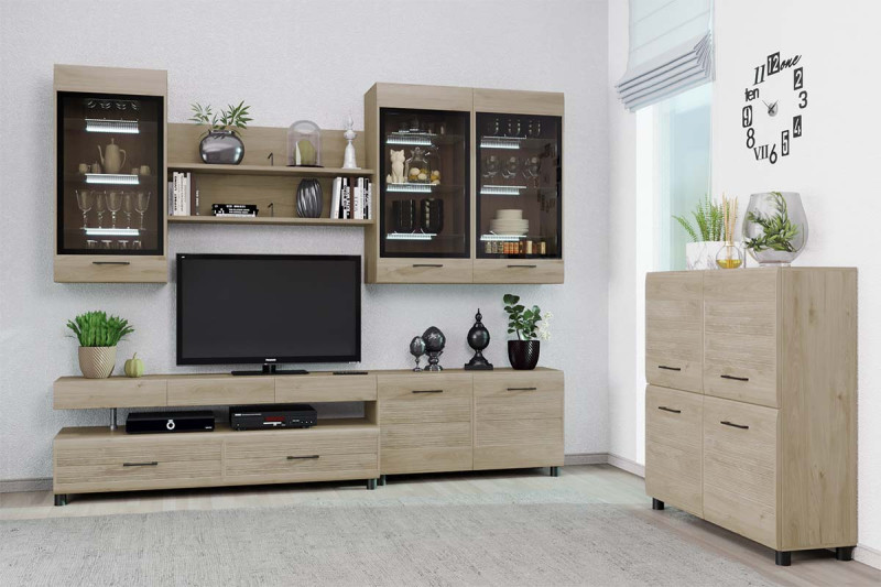 Гостиная Камелия-8 (Гикори Джексон Светлый) — Мебель-центр Озерцо