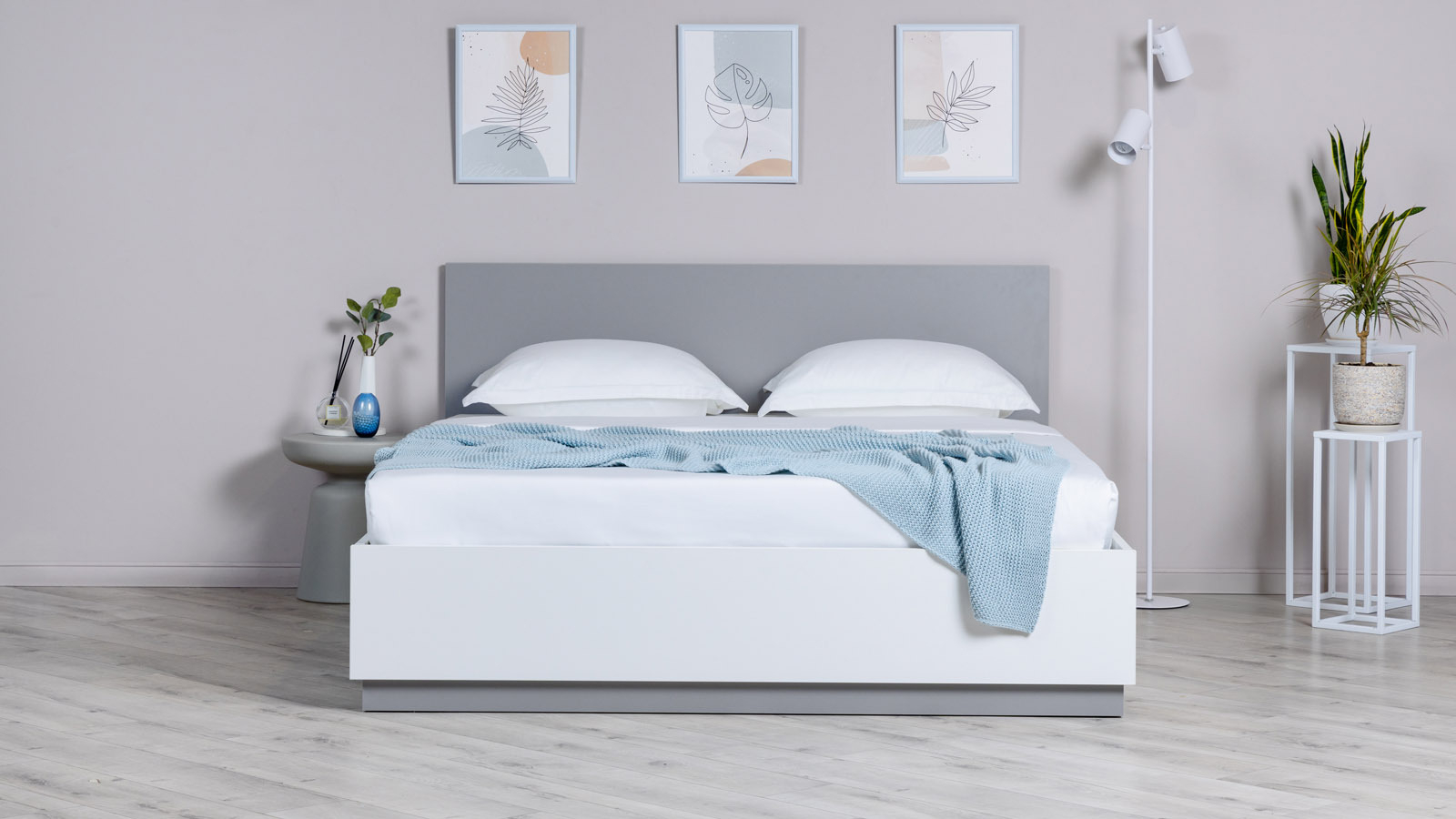 Кровать с подъемным механизмом Twills, цвет Белый премиум + Арктика серый, 140x200 - купить в Озерце