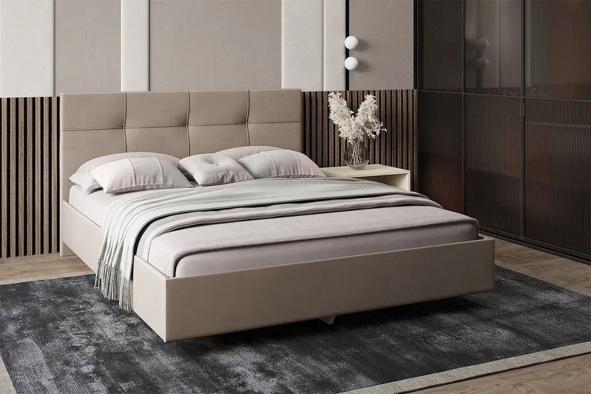 Кровать Каприз на латах 160х200 (Newtone Light BEIGE (светло-бежевый)) - купить в Озерце