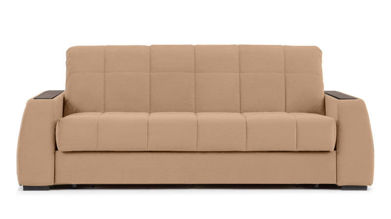 Диван - кровать Domo Pro с полками цвета венге, стежка квадрат, ткань Casanova Beige 140x216 — в мебель-центре Озерцо