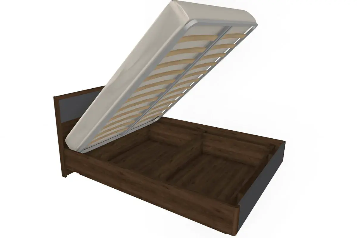 Кровать КР-4003-ГТ-АМ 160х200 (Гикори Джексон Темный/Антрацит Матовый) - купить в Озерце