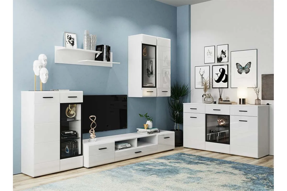 Полка навесная Gloss Белый/Белый глянец (71373116) — Мебель-центр Озерцо