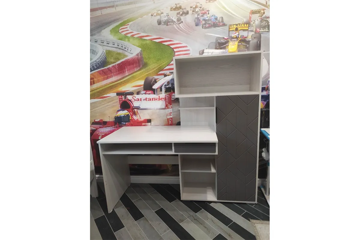 Стол компьютерный Бэйсик (Ясень анкор/Смоки софт) — Мебель-центр Озерцо