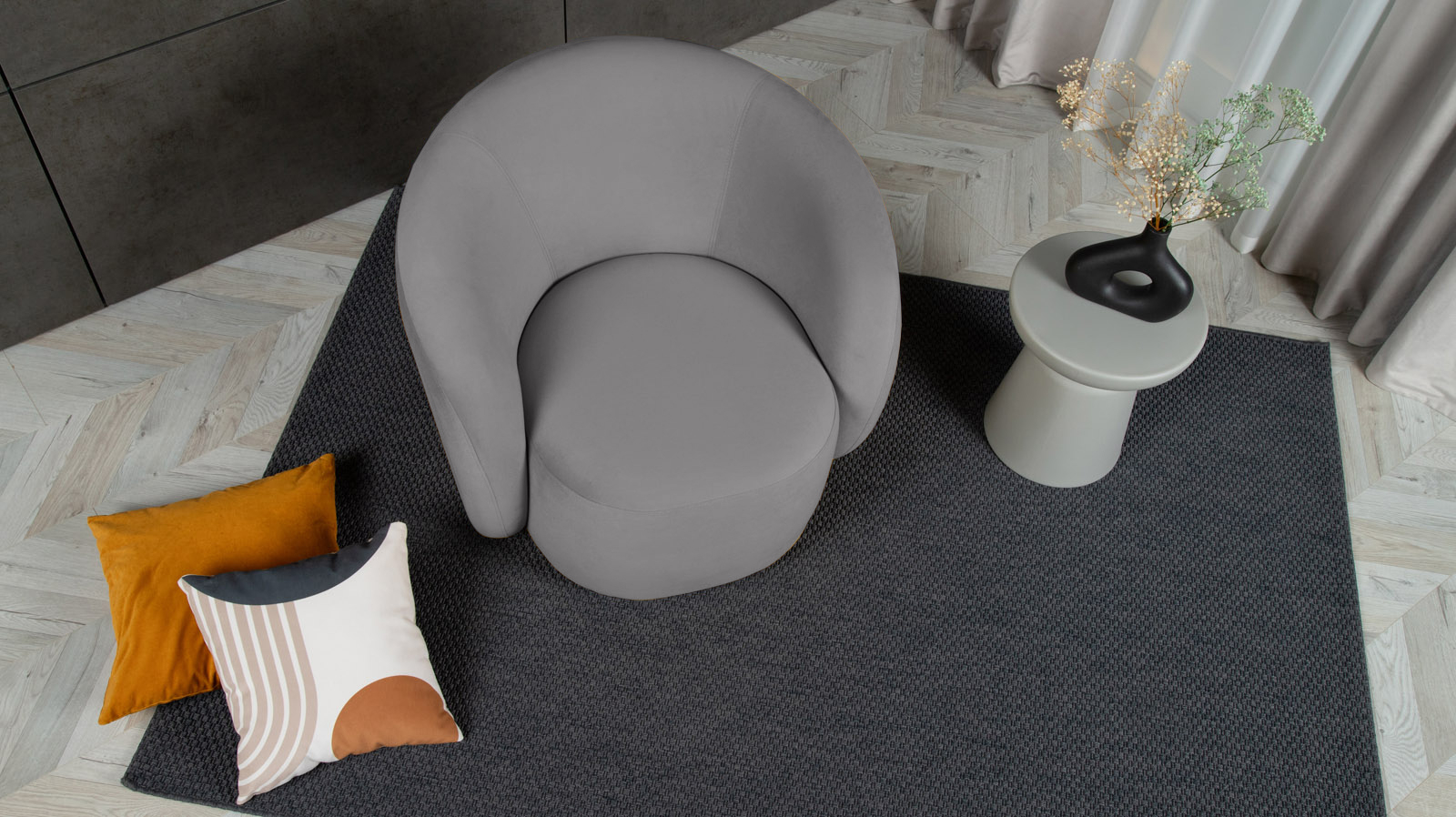 Кресло поворотное Nuage, ткань Sky Velvet 08 86x90 — купить в Озерце