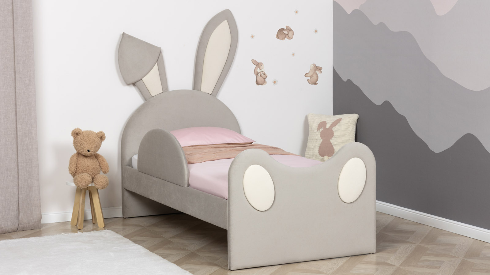 Детская кровать Loo 2.0, Тк. Casanova Grey+Milk 80x160 — Мебель-центр Озерцо