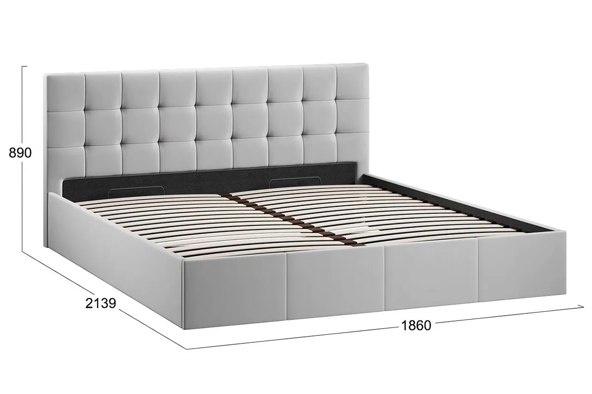 Кровать Эмма с ПМ и заглушиной 180х200 (Велюр/Confetti Silver) - купить в Озерце