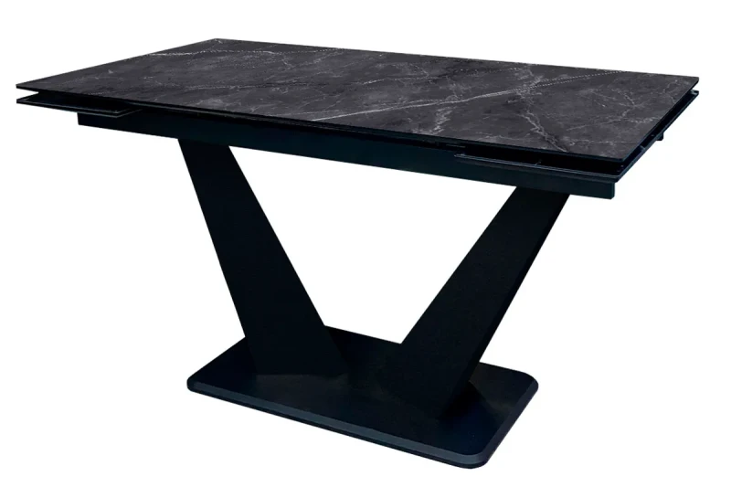Стол обеденный Вирджиния 1400(2000) (ст. №2/Керамика Черный Мрамор 9206053/МДФ Черный Кварц/Черный) - купить в Озерце