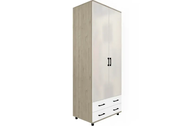 Шкаф для одежды и белья ШК-5007-ГС-БГ (Гикори Джексон Светлый/Белый Бриллиант Глянцевый) в мебель-центре Озерцо