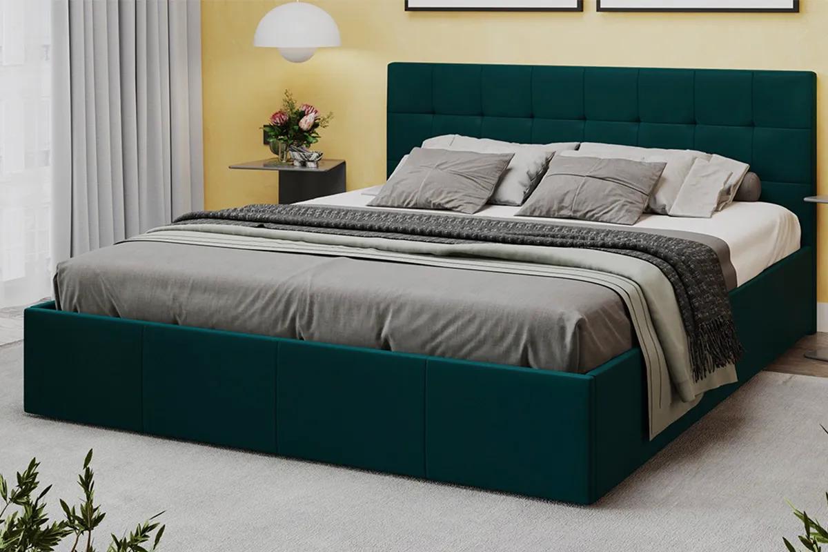 Кровать Эмма с ПМ и заглушиной 160х200 (Велюр/Confetti Izumrud) - купить в Озерце