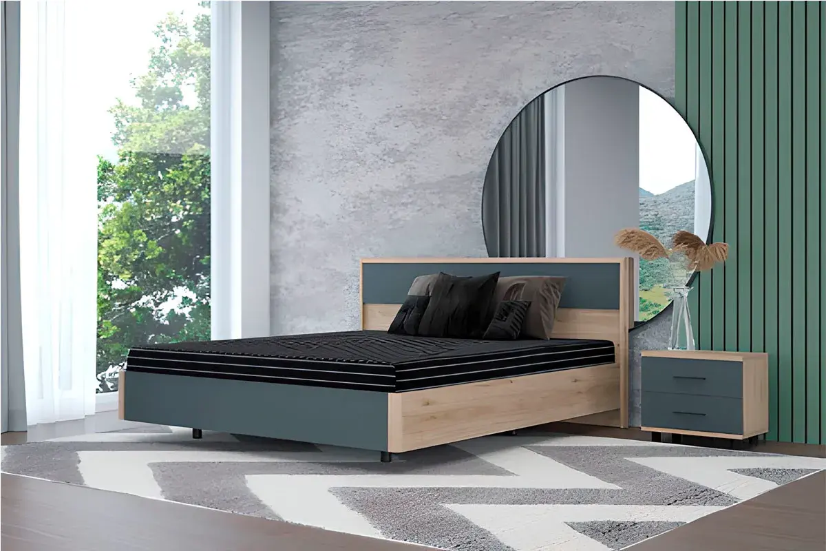 Кровать КР-5003-ГС-АМ 160х200 (Гикори Джексон Светлый/Антрацит Матовый) - купить в Озерце