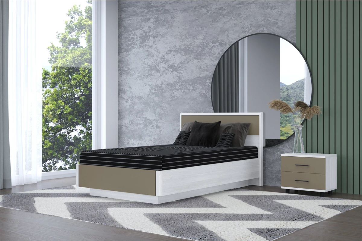 Кровать КР-4001 120х200 (Снежный Ясень/Латте матовый) - купить в Озерце