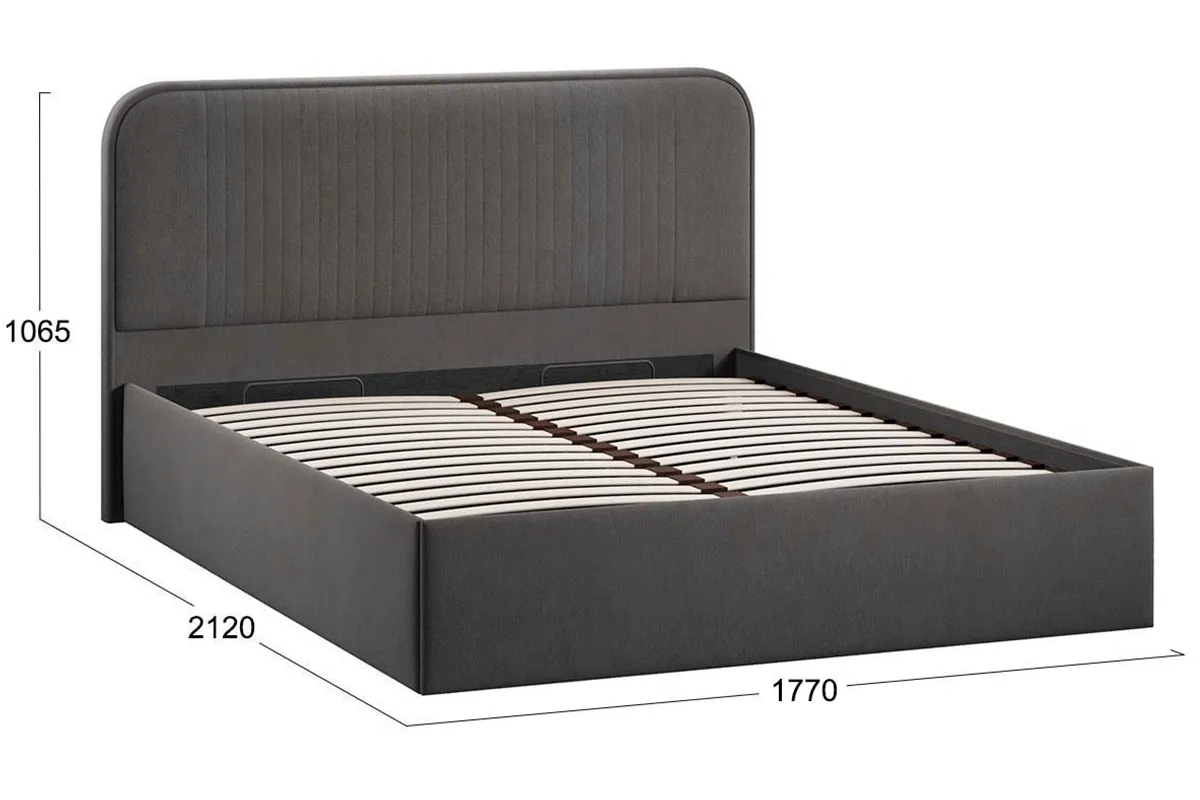 Кровать Тиффани Тип 1 с ПМ и заглушиной 160х200 (Велюр/Графит) - купить в Озерце