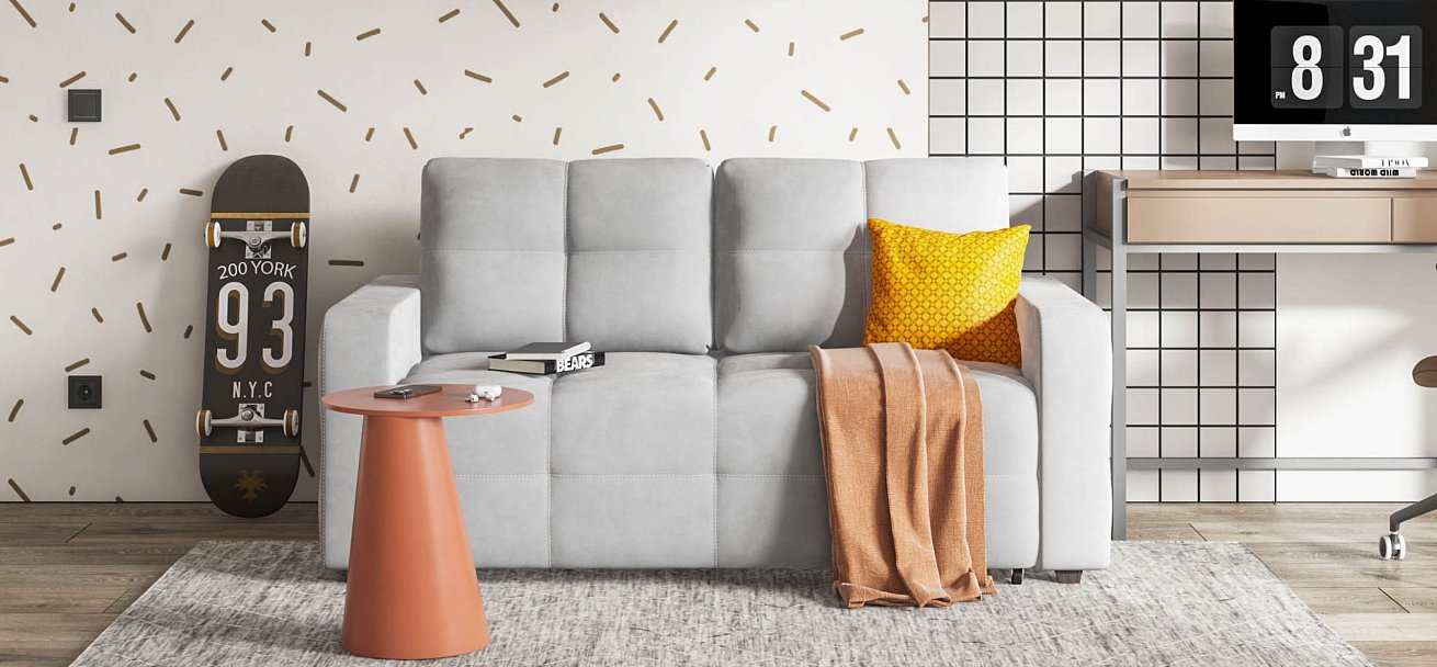 Денди двухместный диван Велюр Монолит сталь — купить в Озерце