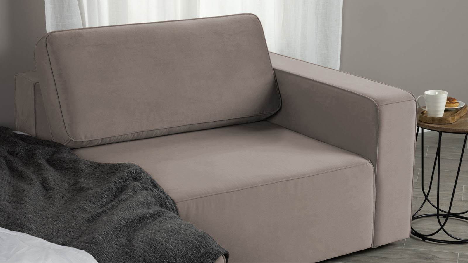 Диван Ralf двухместный, с подлокотниками Sky Velvet 17 с коробом для белья 122x246 — купить в Озерце