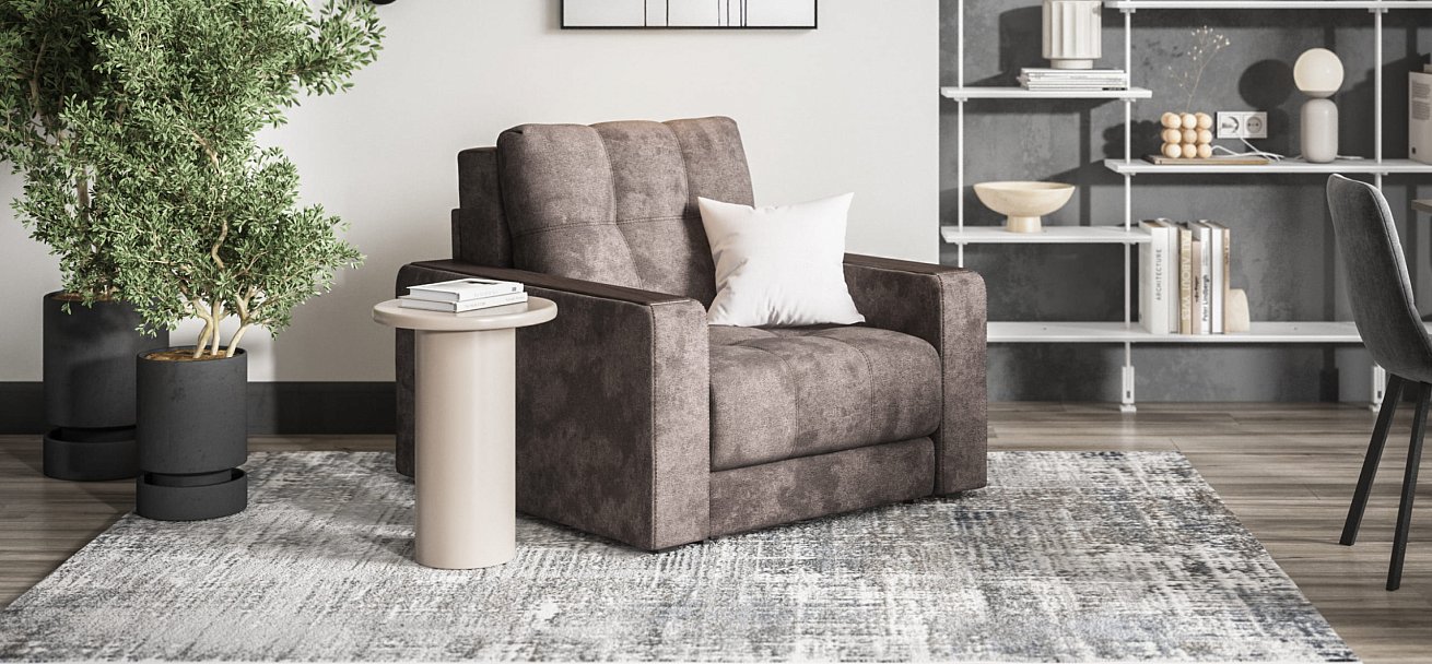 Босс кресло-кровать Велюр Алькантара серый — купить в Озерце