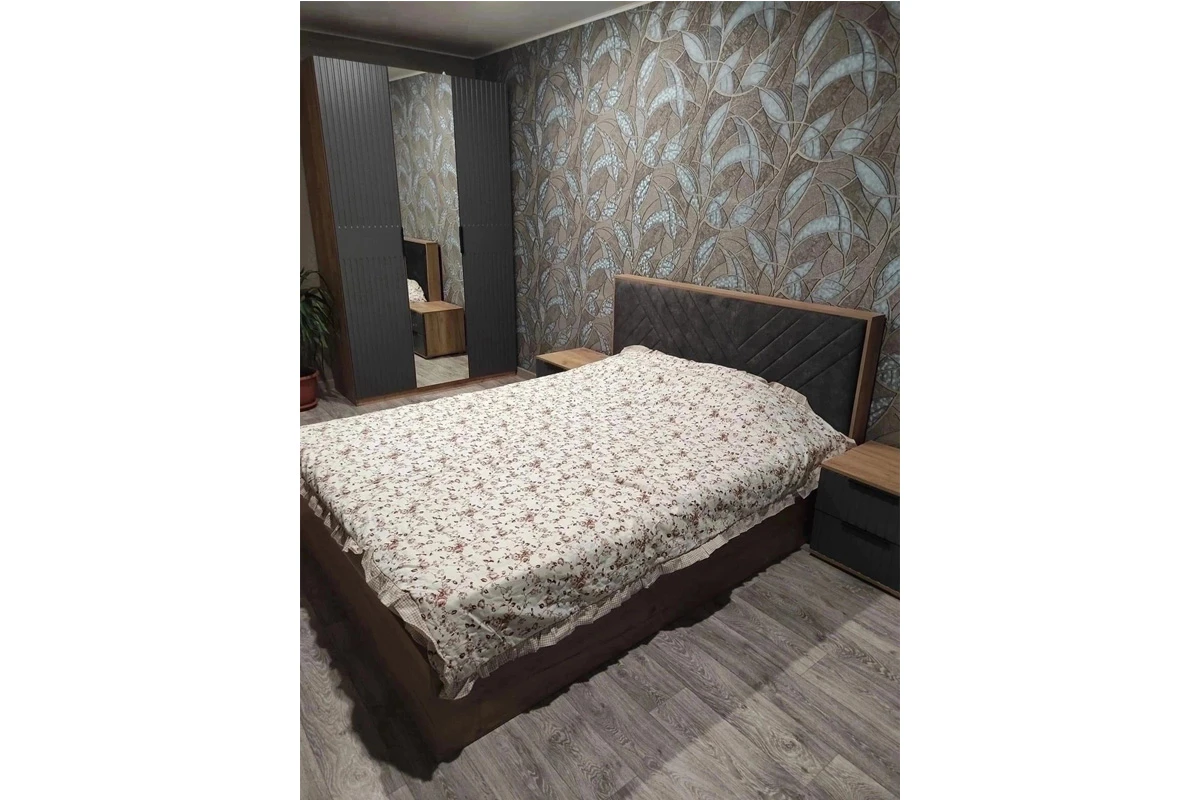 Кровать Хилтон универсальная Тип 1 160х200 (Дуб Крафт золотой/Велюр серый) - купить в Озерце