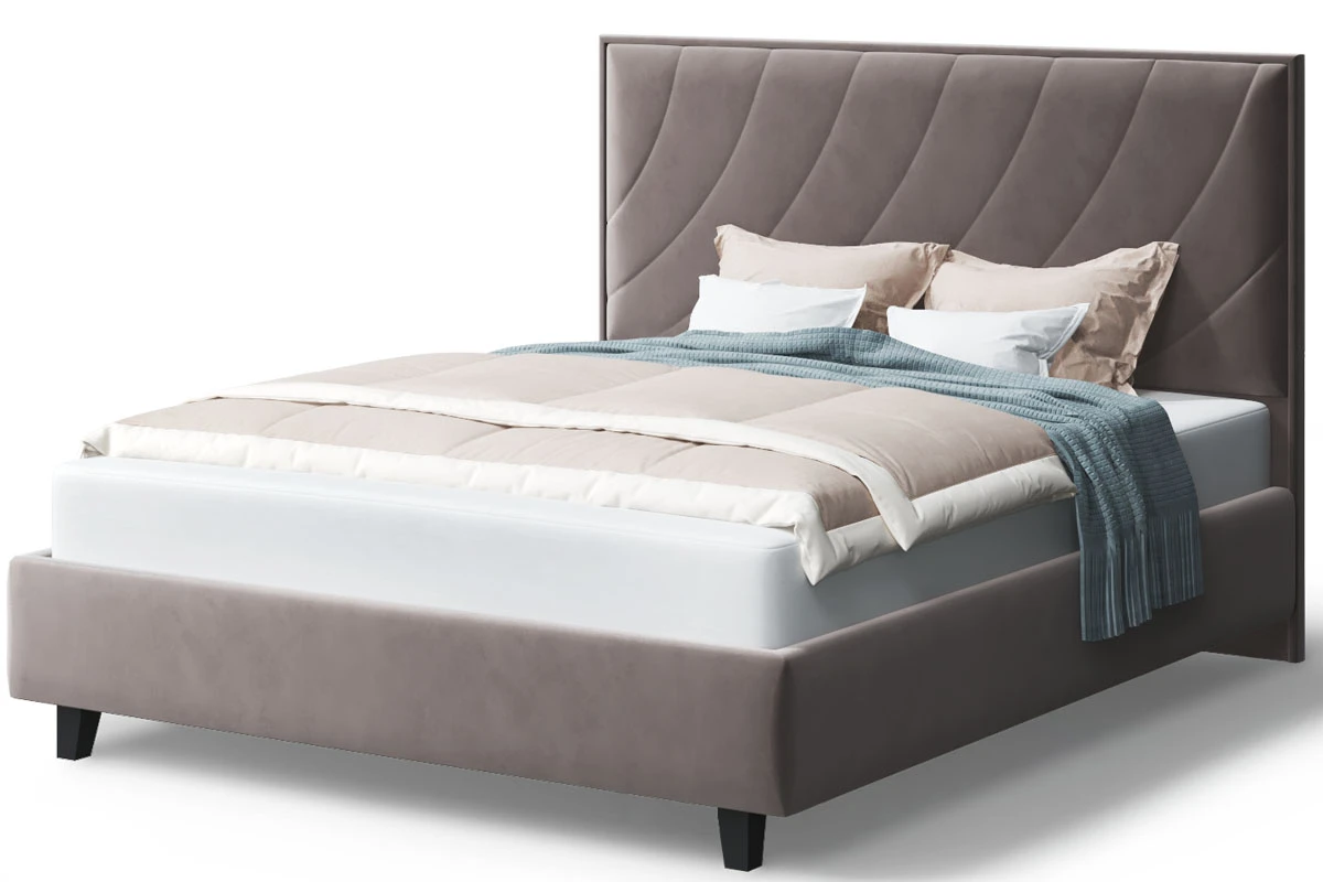 Кровать на опоре София с ПМ и бельев. ящ 160х200 (Бренди лайт 05/Кофе) - купить в Озерце