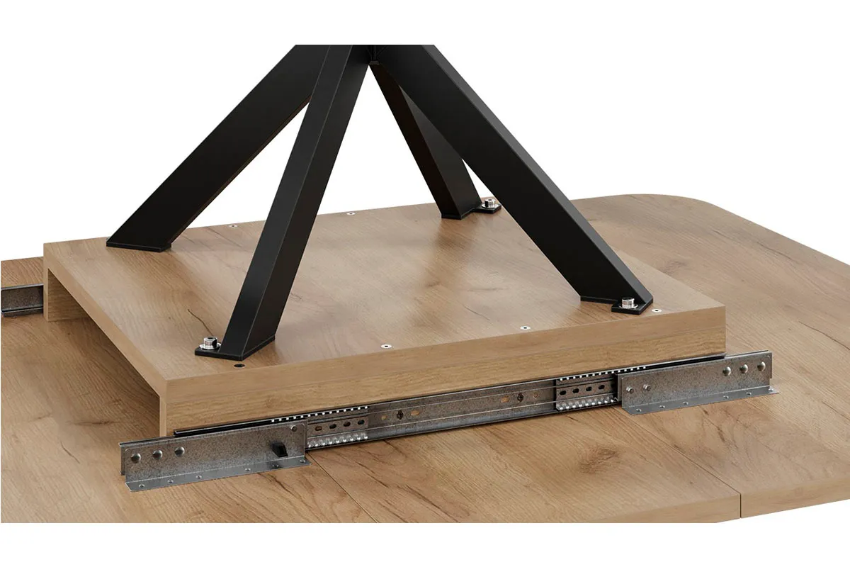 Стол обеденный Лиссабон раздвижной Тип 1 (Черный муар/Дуб Крафт золотой) - купить в Озерце