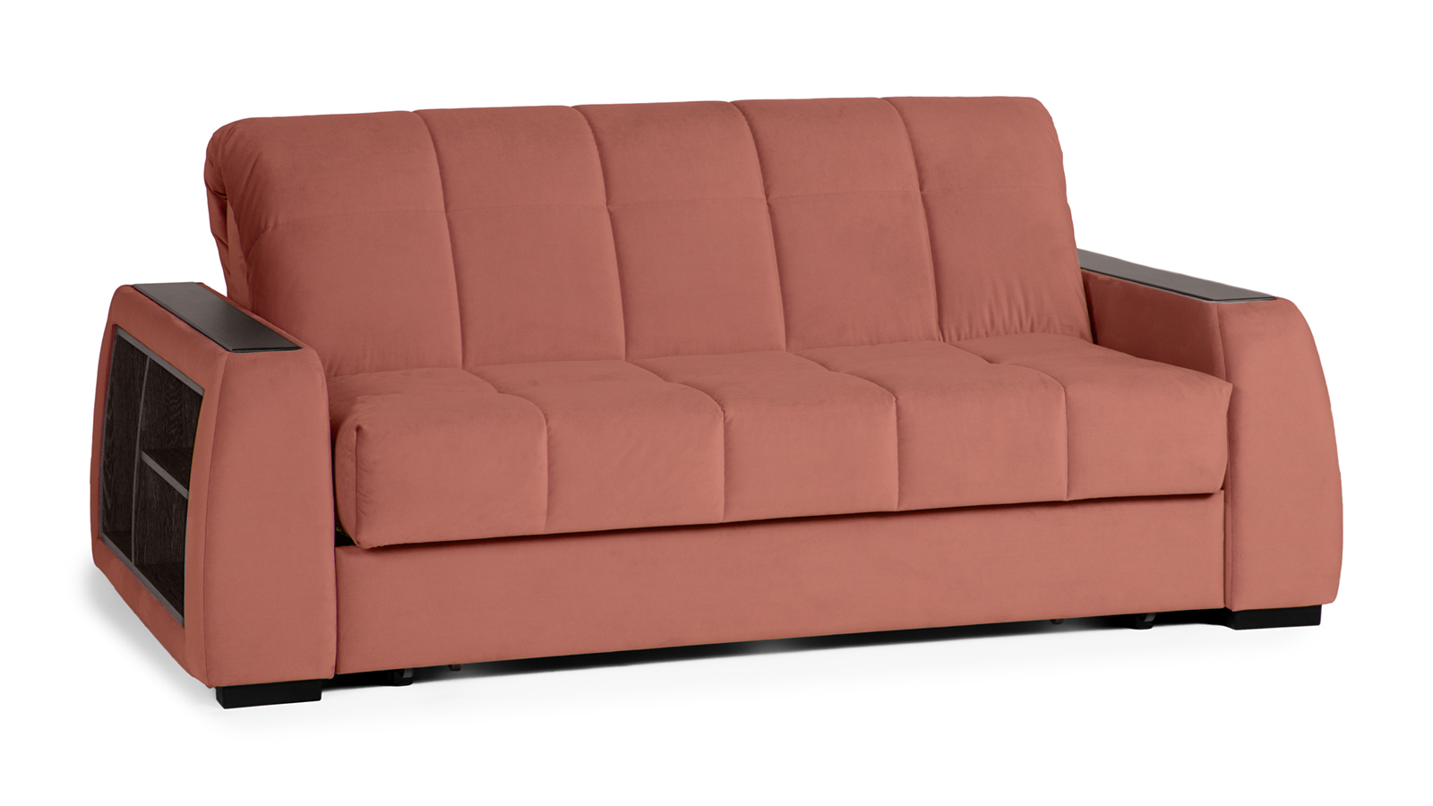 Диван - кровать Domo Pro с полками цвета венге, стежка квадрат, ткань Casanova Marsala 140x216 — в мебель-центре Озерцо