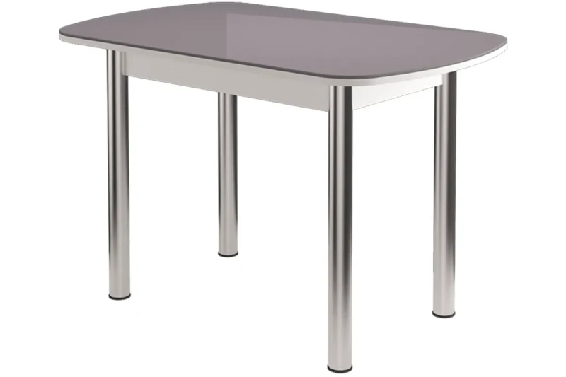 Стол обеденный Бостон-2 (Белый / Антрацит глянец / Опора брифинг) - купить в Озерце