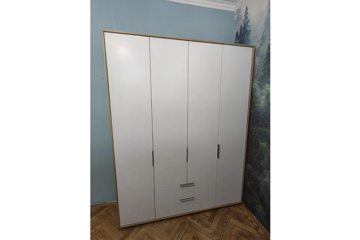 Шкаф четырехдверный Николь Мод.8 (Белый/Дуб Альпийский) в мебель-центре Озерцо