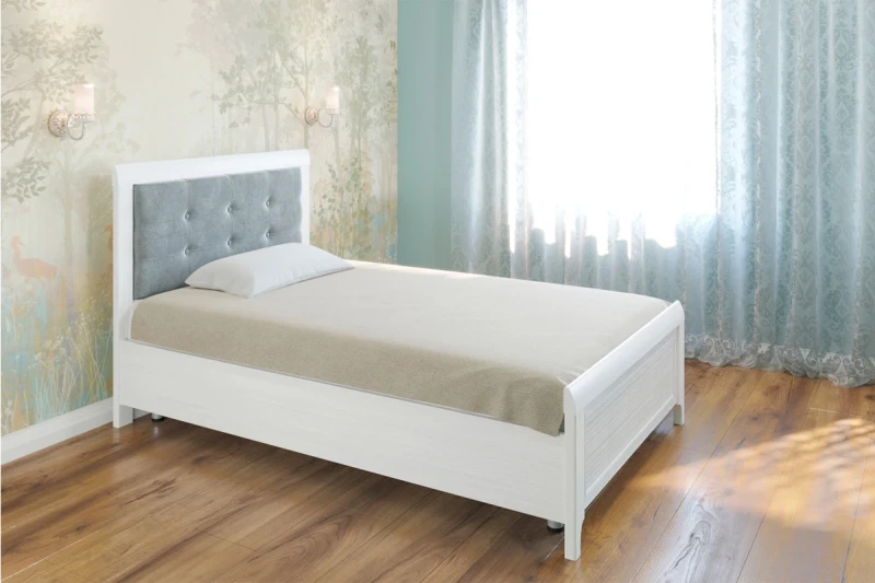 Кровать КР-2032 140х200 (Снежный Ясень/Велюр) - купить в Озерце