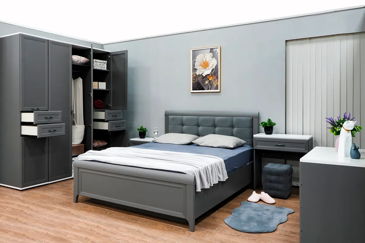 Кровать КР-1033-СО-В 160х200 (Серый Оникс/Велюр) - купить в Озерце