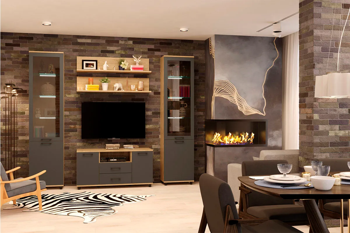 Шкаф ШК-5044-ГС-АМ (Гикори Джексон Светлый/Антрацит Матовый) в мебель-центре Озерцо