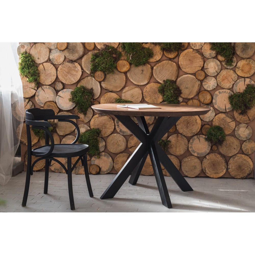 Стол ОКА круглый 1000 натуральный дуб + КСЕ-80 черный - купить в Озерце