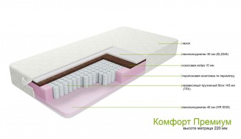 Матрас «Комфорт Премиум» 140х200см. - купить в Озерце