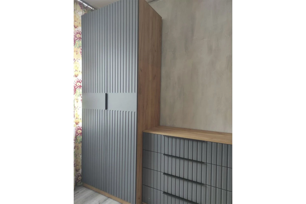 Шкаф для одежды Хилтон (Дуб Крафт золотой/Графит матовый) в мебель-центре Озерцо