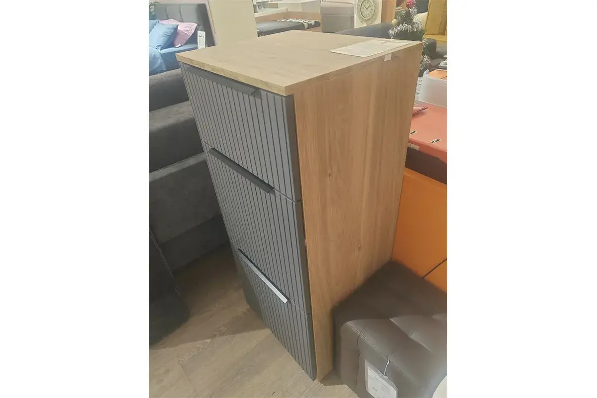 Тумба для обуви Астория 12 (Дуб кастелло медовый / Графит софт) — Мебель-центр Озерцо