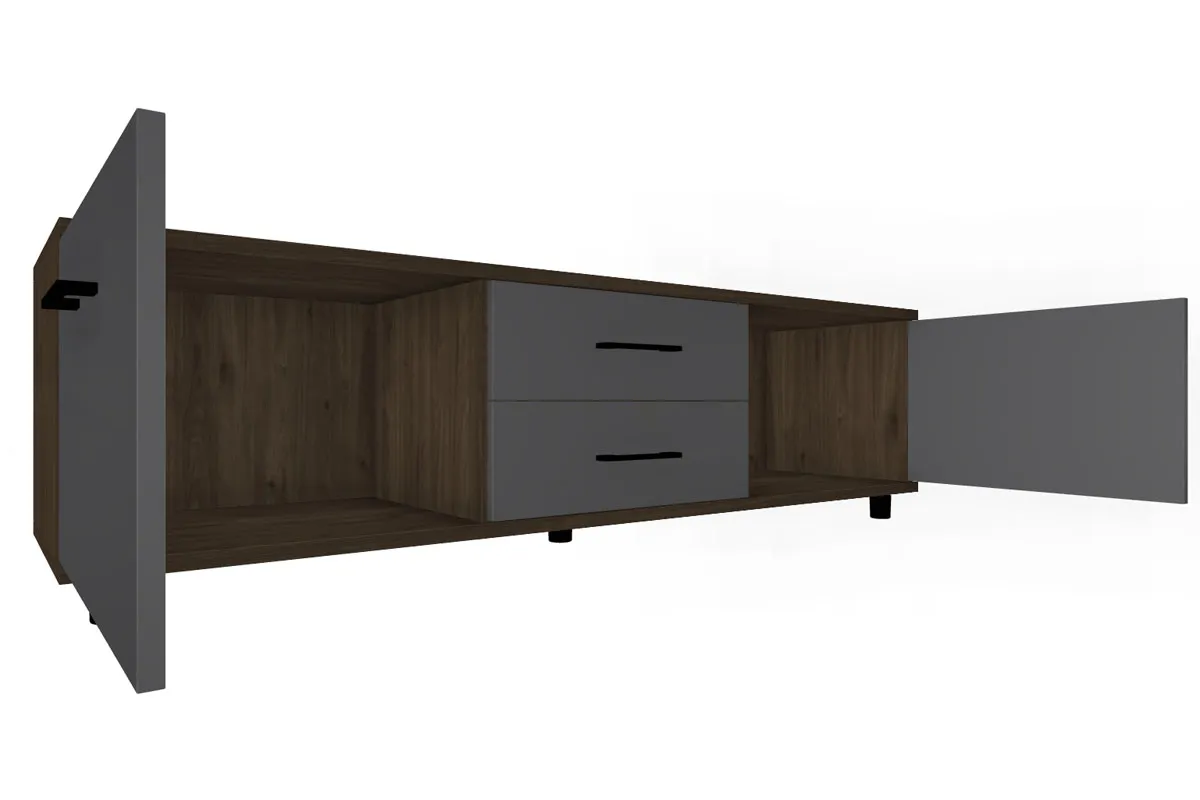 Тумба ТБ-5034-ГТ-АМ (Гикори Джексон Темный/Антрацит Матовый) — Мебель-центр Озерцо