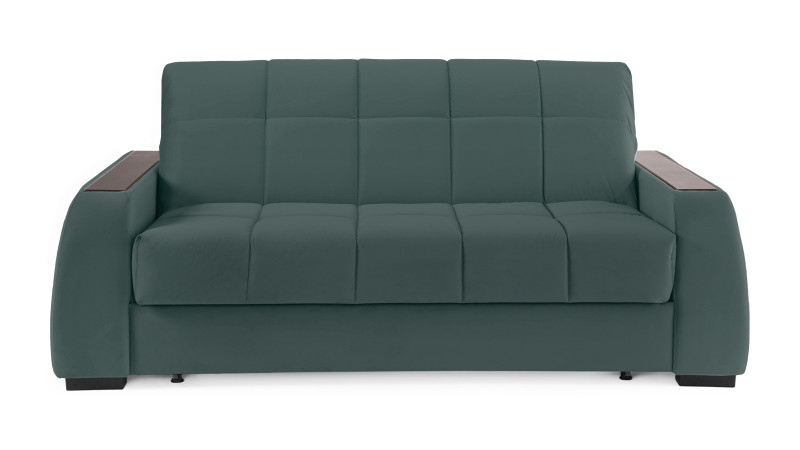 Диван - кровать Domo Pro с полками цвета венге, стежка квадрат, ткань Casanova Seawave 160x216 — в мебель-центре Озерцо