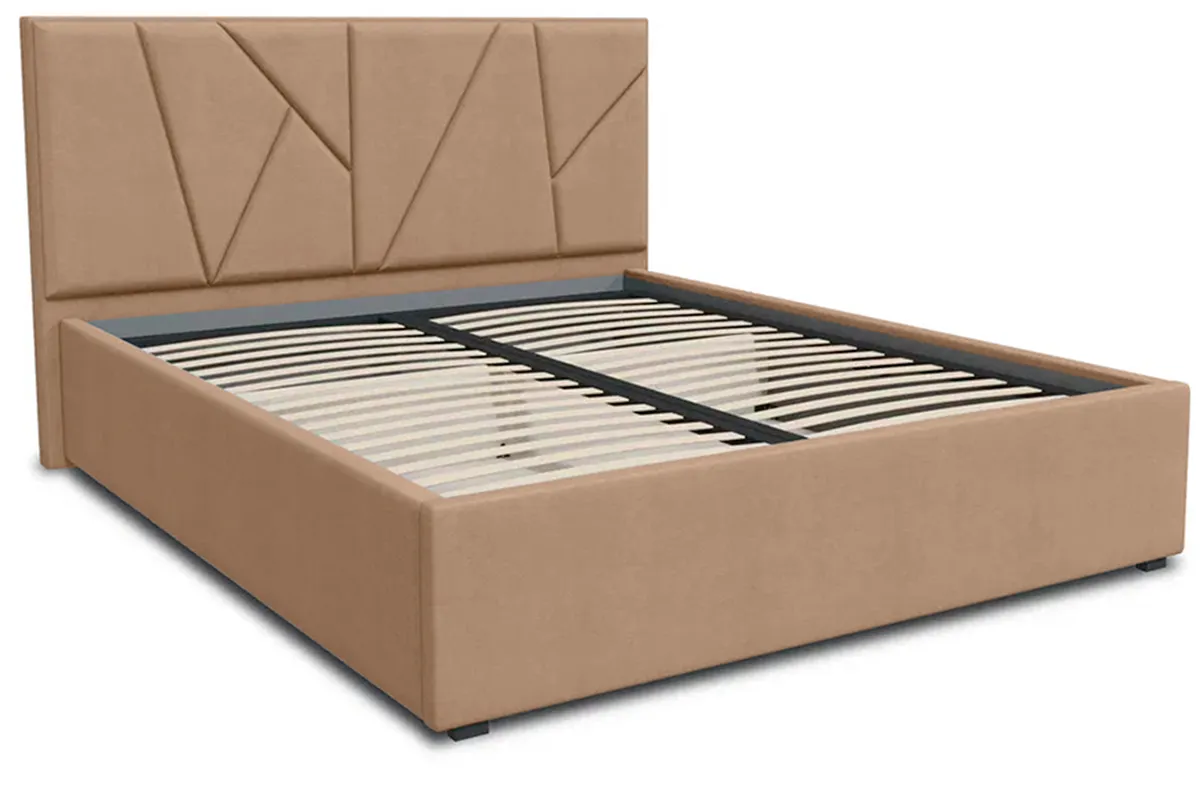 Кровать Рица-1 с ПМ 140х200 (Дива VL-2502-02 / Бежевый крайола) 1 кат. - купить в Озерце