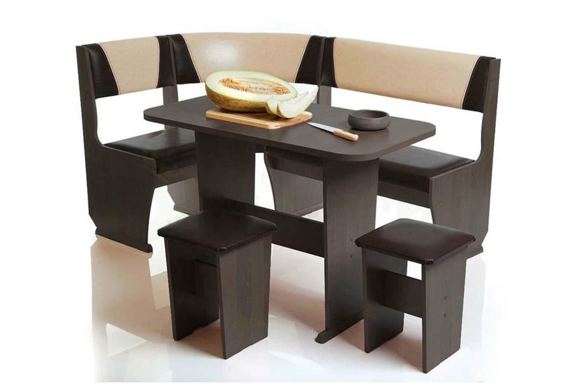 Угловая скамья Лидер 1 (Венге Цаво/Бежевый) - купить в Озерце