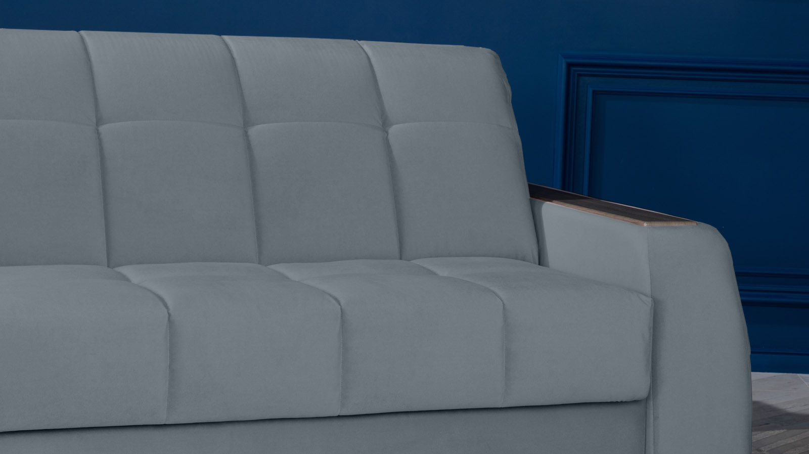 Диван - кровать Domo Pro с накладкой цвета венге, стежка квадрат, ткань Sky Velvet 18 140x216 — в мебель-центре Озерцо