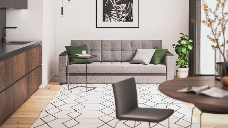 Диван Атланта Люкс SE рогожка Malmo серый — купить в Озерце