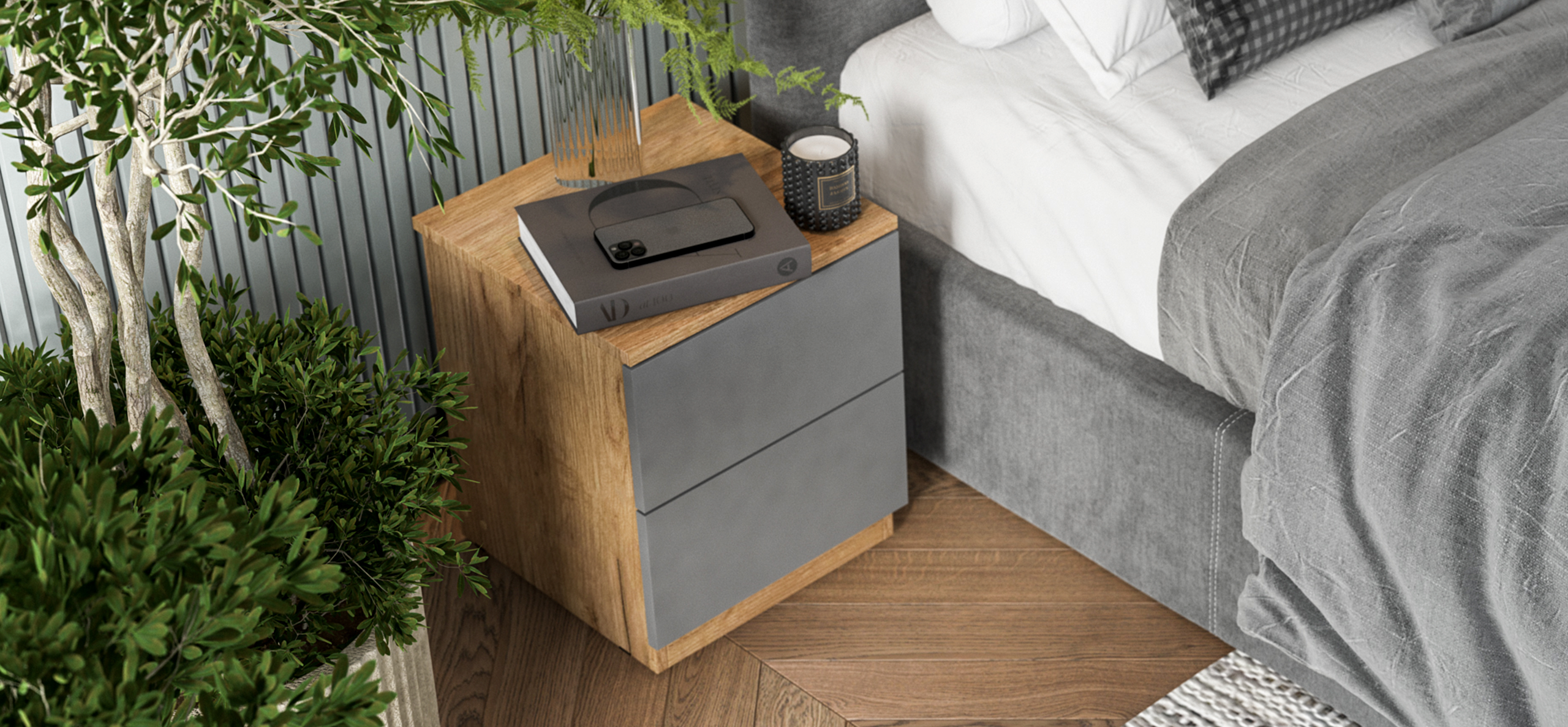 Тумба СИМПЛ NEW Крафт табачный, Серый графит — Мебель-центр Озерцо