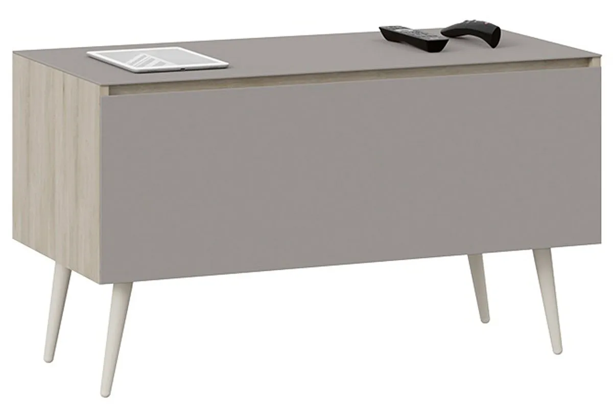 Тумба для теле-и радиоаппаратуры Глосс СМ-319.03.012 с опорами (Баттл Рок/Стекло Светлый Stone(St)/Бежевый) — Мебель-центр Озерцо