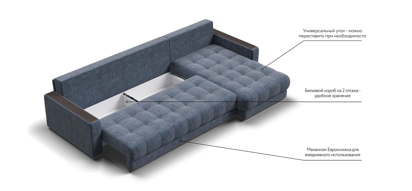 Угловой диван BOSS 3.0 MAX Велюр Royal топаз NEW — купить в Озерце