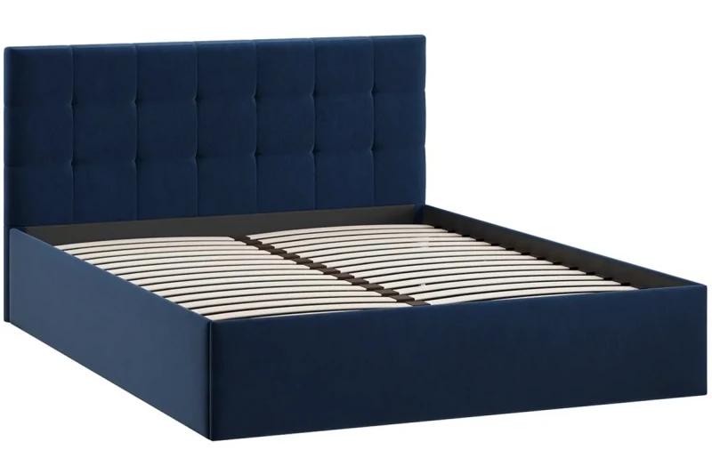 Кровать Джоли Тип 1 без ПМ 160х200 (Микровелюр/Wellmart Blue) - купить в Озерце