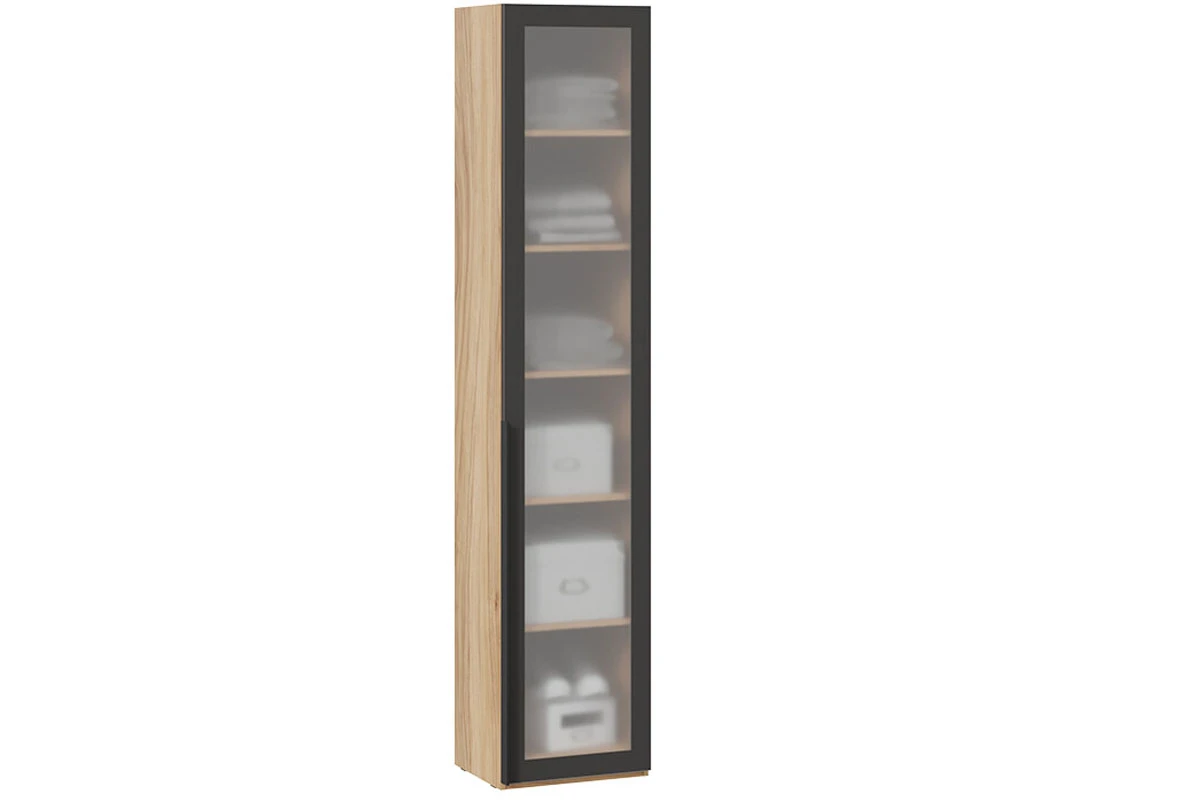 Спальный гарнитур Порто №5 ГН-393.005 (Яблоня Беллуно/Графит софт/Стекло сатин черное) - купить в Озерце