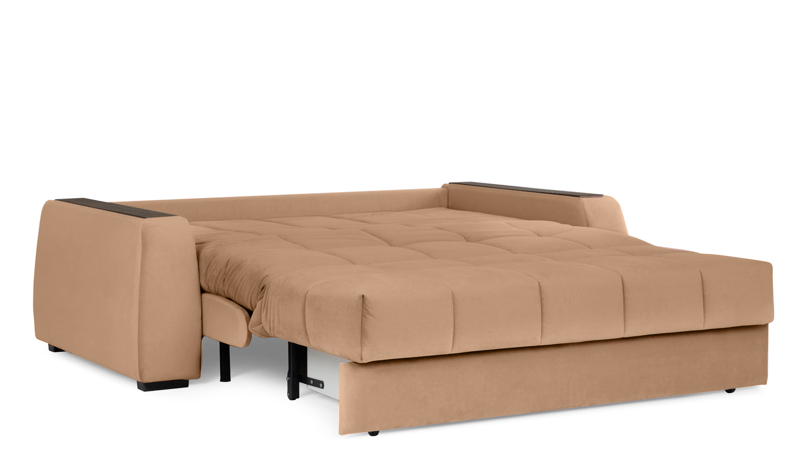 Диван - кровать Domo Pro с накладкой цвета венге, стежка квадрат, ткань Casanova Beige 180x216 — в мебель-центре Озерцо